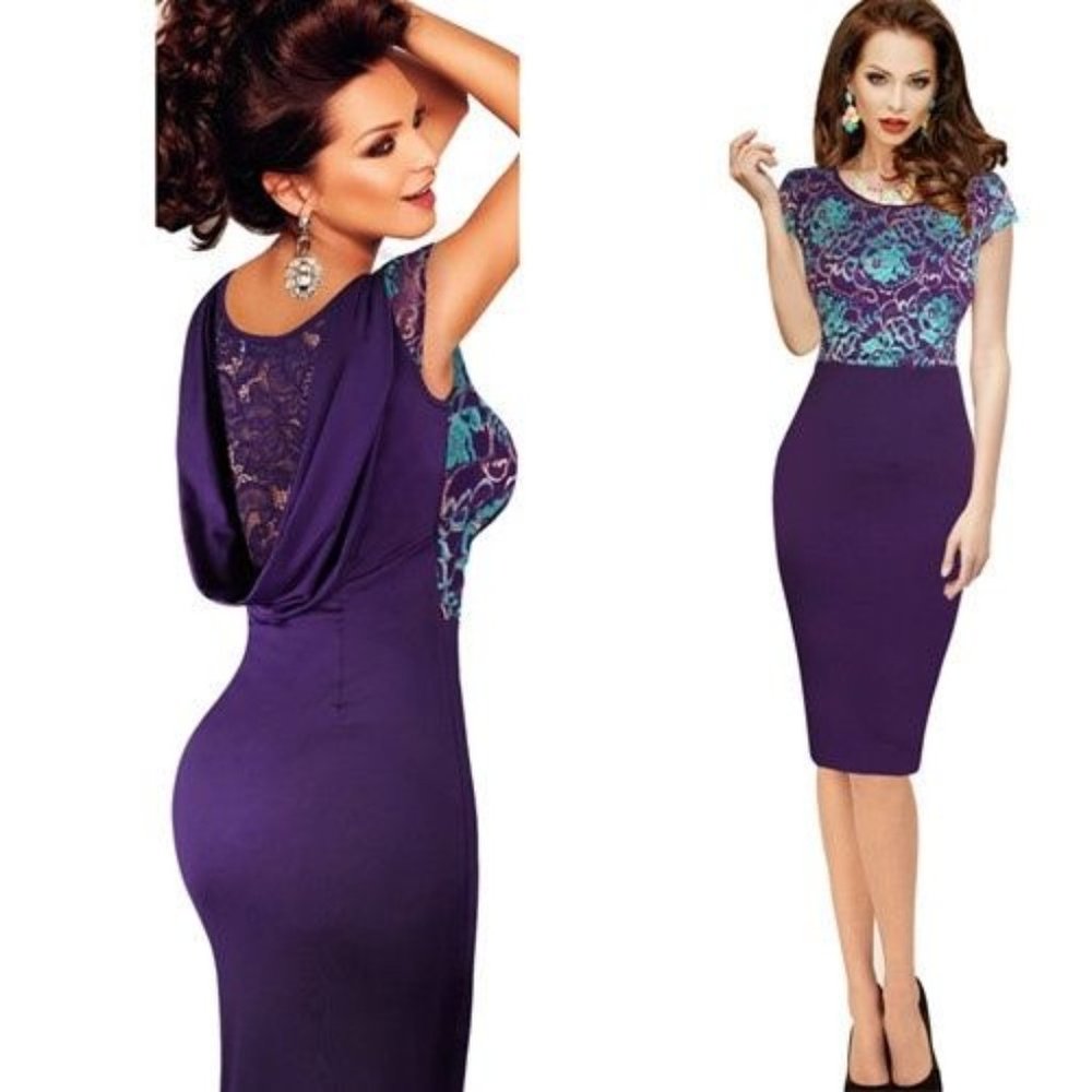 Vfemage Slinky Purple Bodycon Dress size US 22